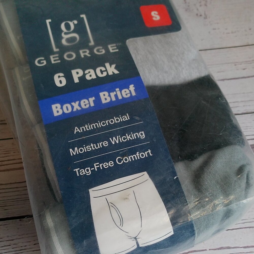 6-Pack George Boxer Briefs, Size S